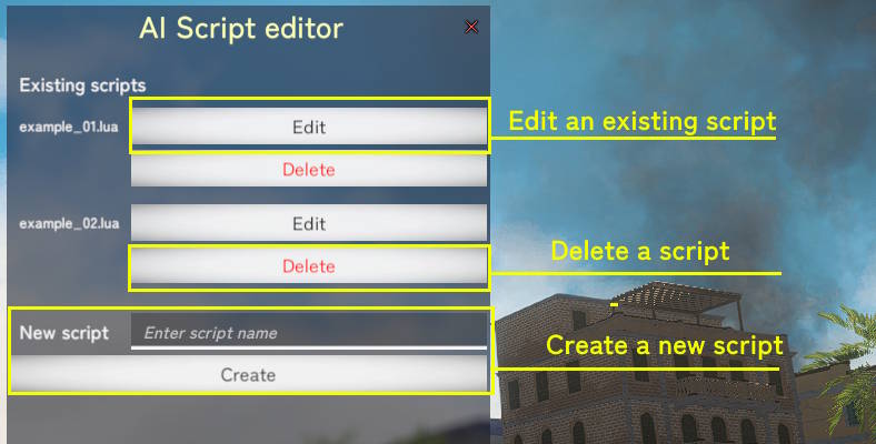 Manage AI Scripts Menu